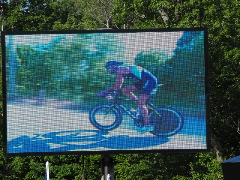 The Jumbotron kept spectators up-to-date on the pro race